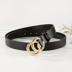 Golden Snake Pattern Double Circle Buckle Head Belt