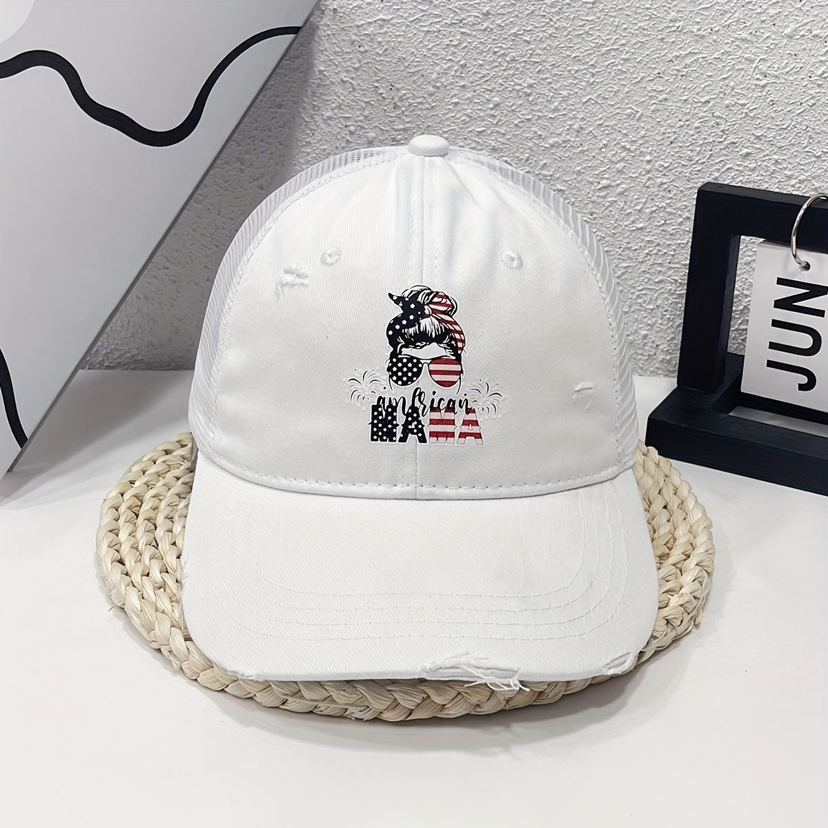 MAMA Flag Baseball Cap Vintage Washed Distressed Dad Hat