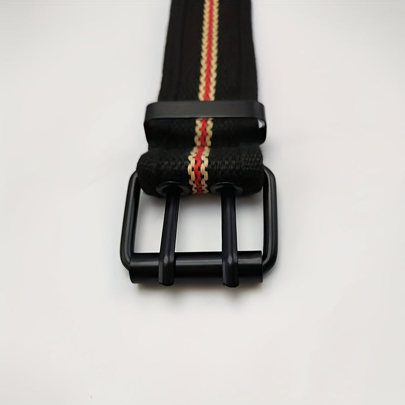 Striped Belt Double Pin Buckle Heavy Duty Belt