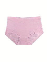 Panty Women's Plus Solid Soft Breathable Middle Waist Medium Stretch