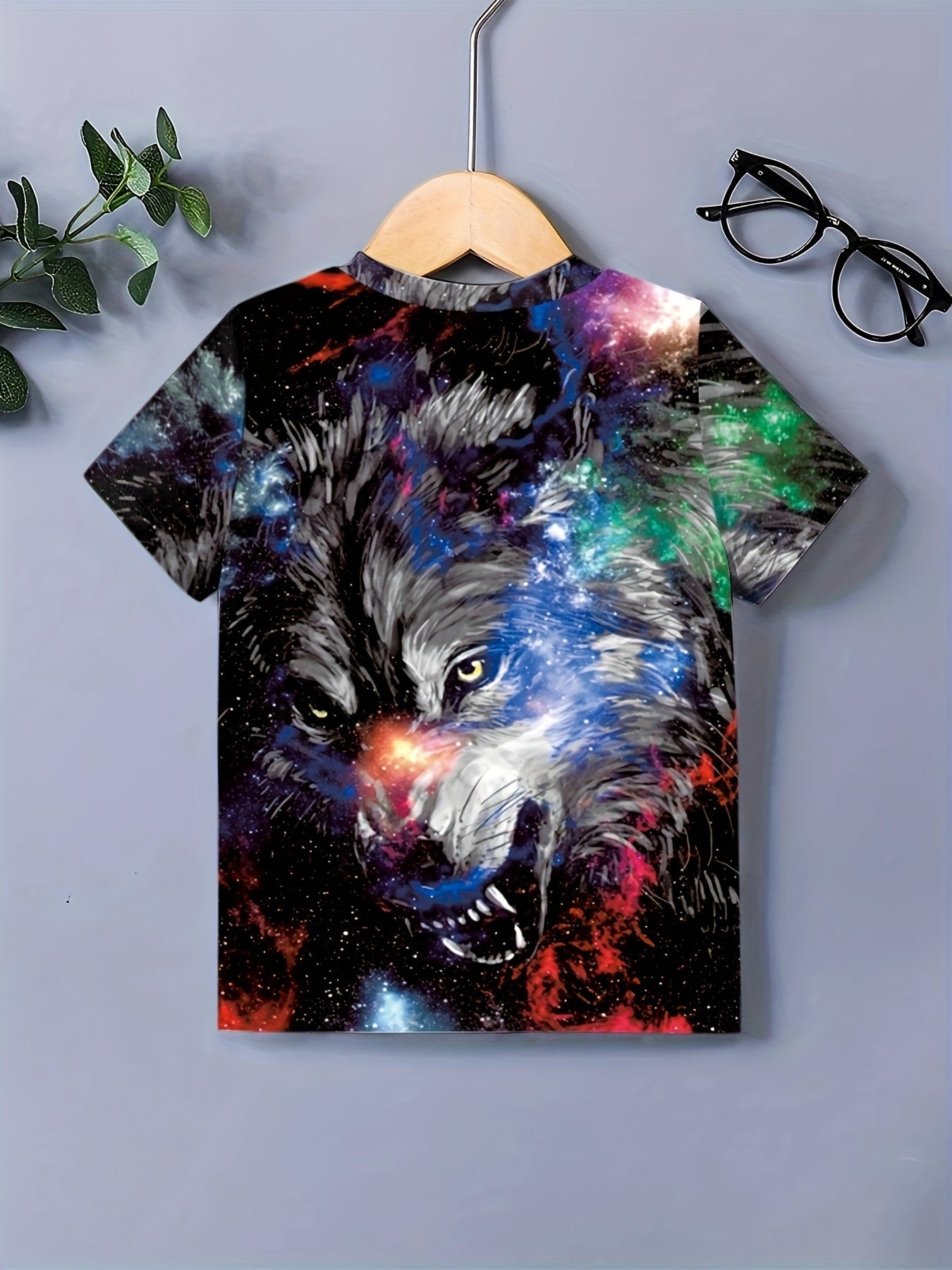 Girls 3D Wolf Graphic Short Sleeve Tee Summer Clothes Gift