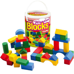 100x Wooden Building Blocks Bricks in a Tub Children's Wood Toys Xmas Gift