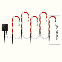 5pcs Solar Candy Cane Outdoor Decor Lights