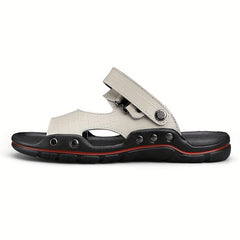 Men's Open Toe Slip On Sandals Casual Outdoor Anti-Skid Flat Beach Sandals