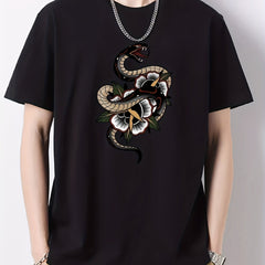 Men's Snack Pattern Print Cotton Crew Neck T-shirt
