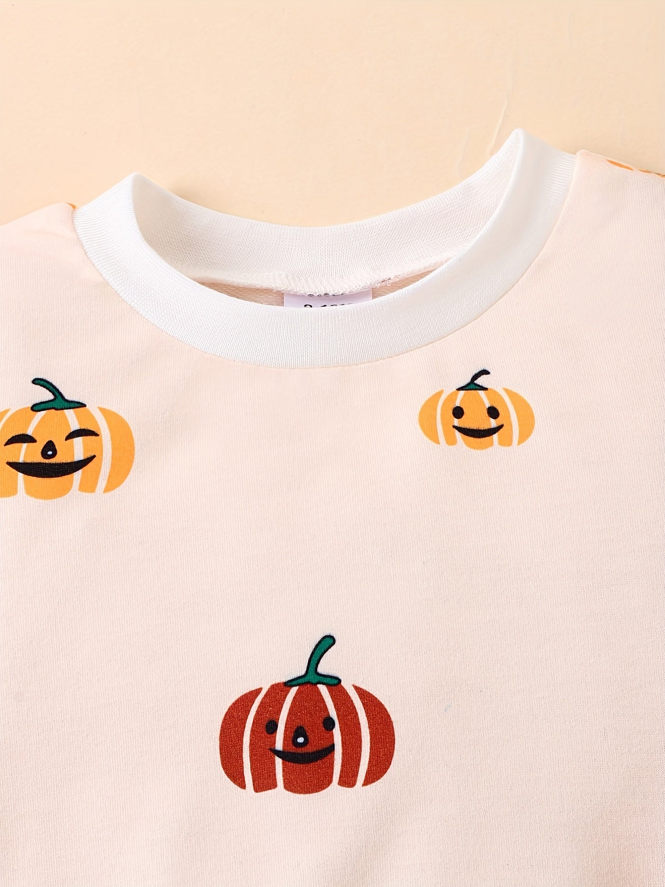 Halloween Pumpkin Head Sweatshirt Pants Set for Kids