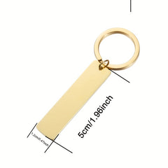Engraved Words Name Date Steel Keychain for Men Women