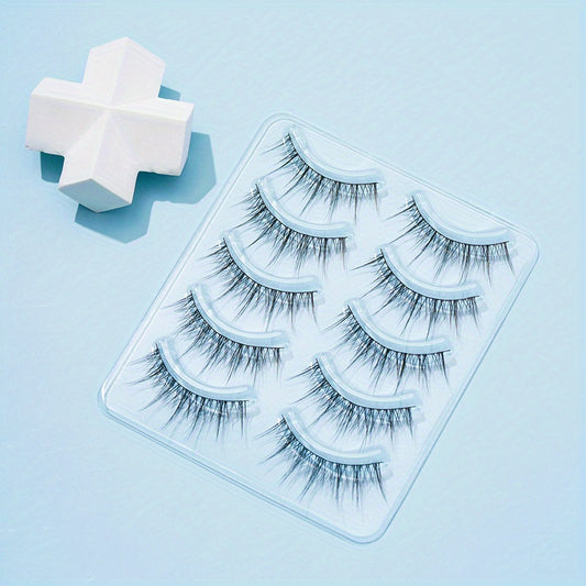 5 Pairs Fairy Tip Tail Cross False Eyelashes Natural Look Reusable Thick Long