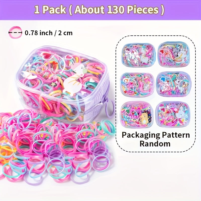 130 Pack Girls Cartoon Ruffled Hair Ties Elastic Hair Accessories