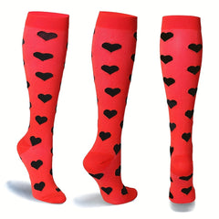 6-Pair Cartoon Compression Calf Socks for Sports, Nursing, Hiking
