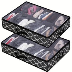 2pcs Under Bed Shoe Storage Organizer Foldable Fabric Shoes Container Box