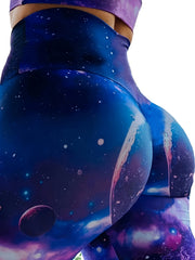 Galaxy Print High Waist Tummy Control Fitness Pants