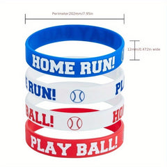 Set of 8 Baseball Silicone Wristbands - Sporty Inspirational Rubber Bracelets