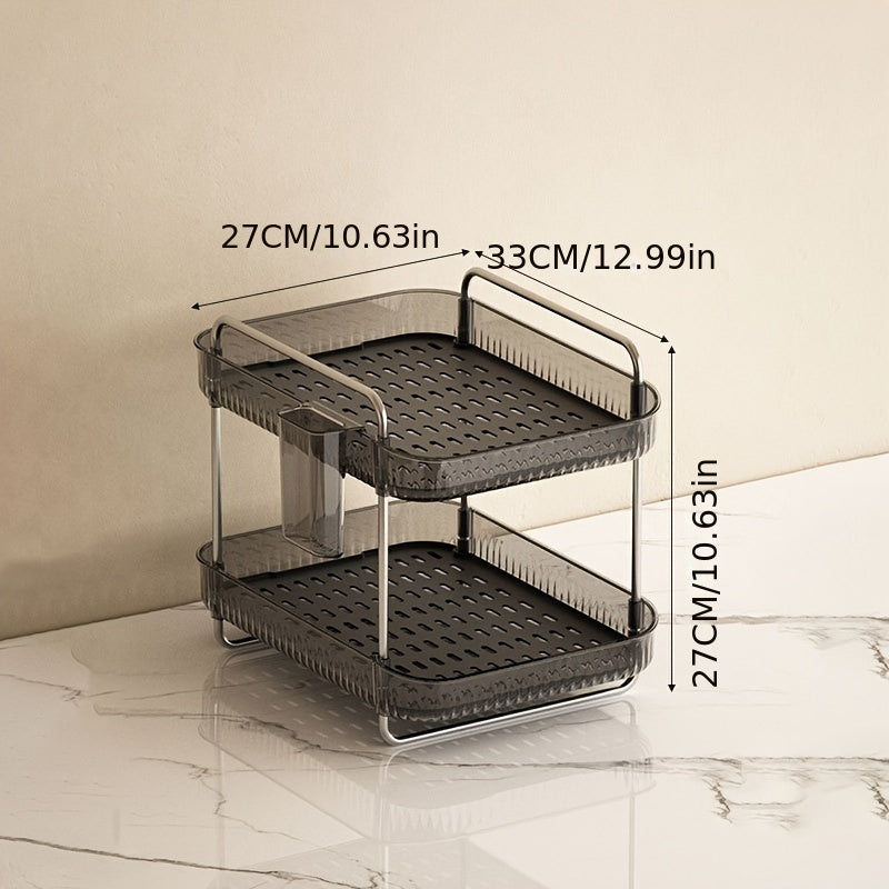 PET Plastic Transparent Two-layer Light Drain Office Storage Rack