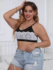 Plus Size Solid Lace Plunge Wireless Comfort Bralette