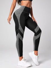 High Waist Yoga Leggings with Contrast Stripes