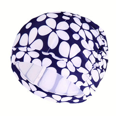 Women's Pleated Swim Cap High Elastic Fabric Pool Bathing Hat