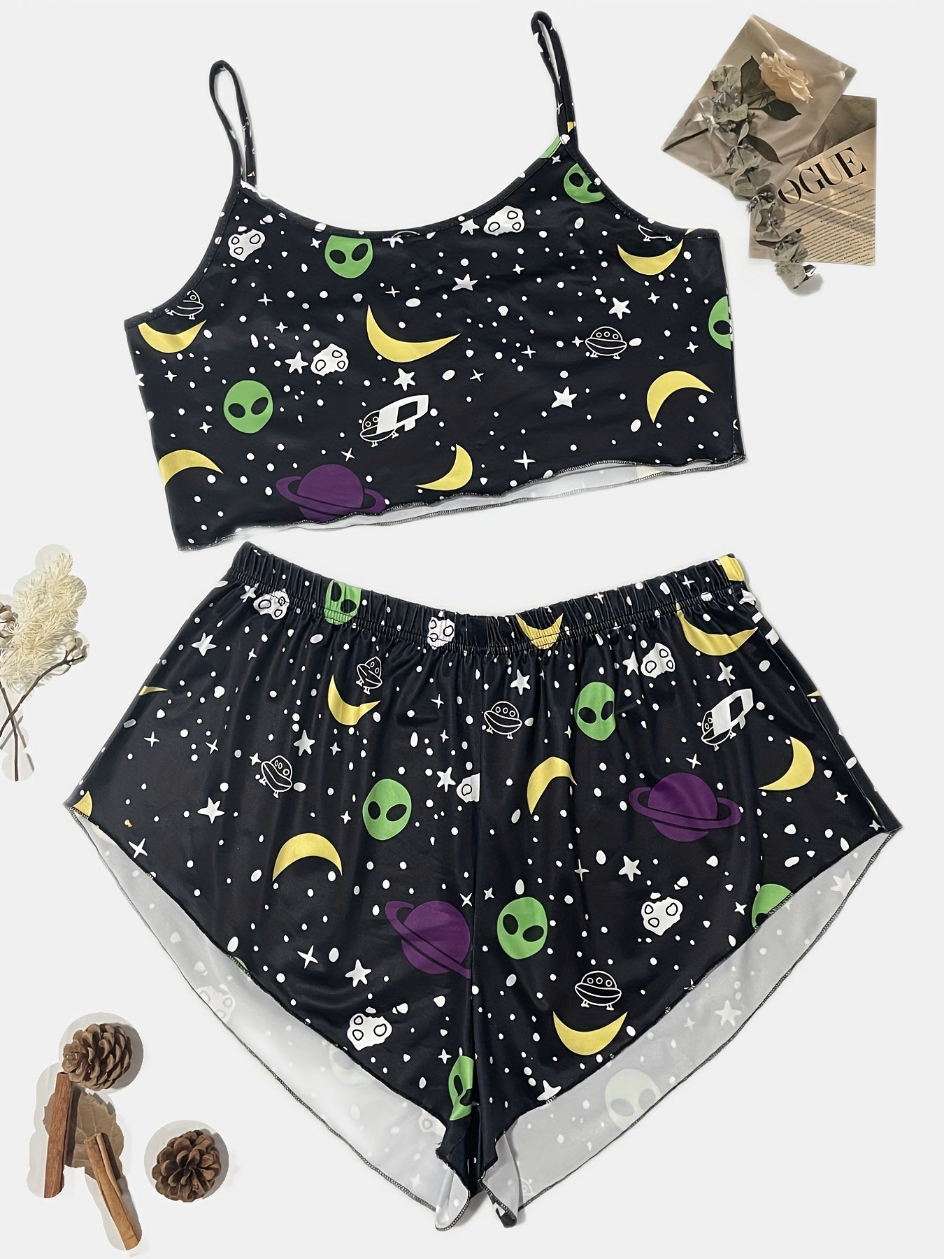 Tropical Print Sports Bra & Boy Shorts Set