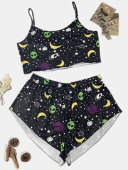 Tropical Print Sports Bra & Boy Shorts Set