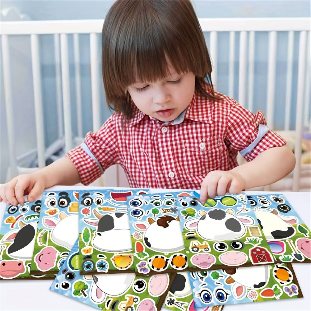 24pcs Farm Animal Cow Cartoon Stickers for Children - Animal Stickers
