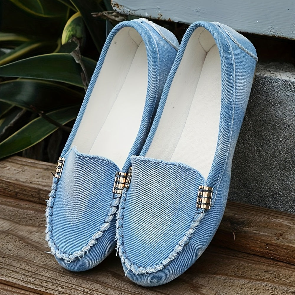 Women's Denim Flat Shoes Soft Sole Outdoor Walking Loafers