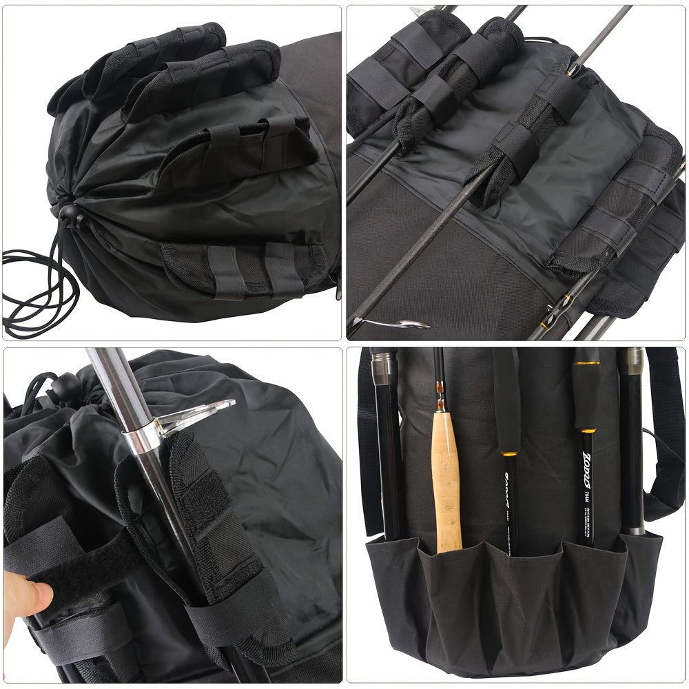 Portable Folding Fishing Rod Reel Bag Cylindrical Fishing Bags
