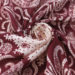 70cm Square Vintage Wine Red Paisley Neckerchief Satin Head Scarf