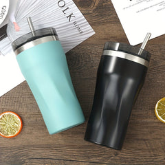 550ml Stainless Steel Reusable Coffee Cup with Straw