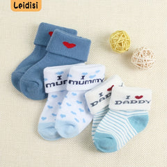 3 Pairs of Boys' Socks 0-3 Months - I Love Dad and Mom