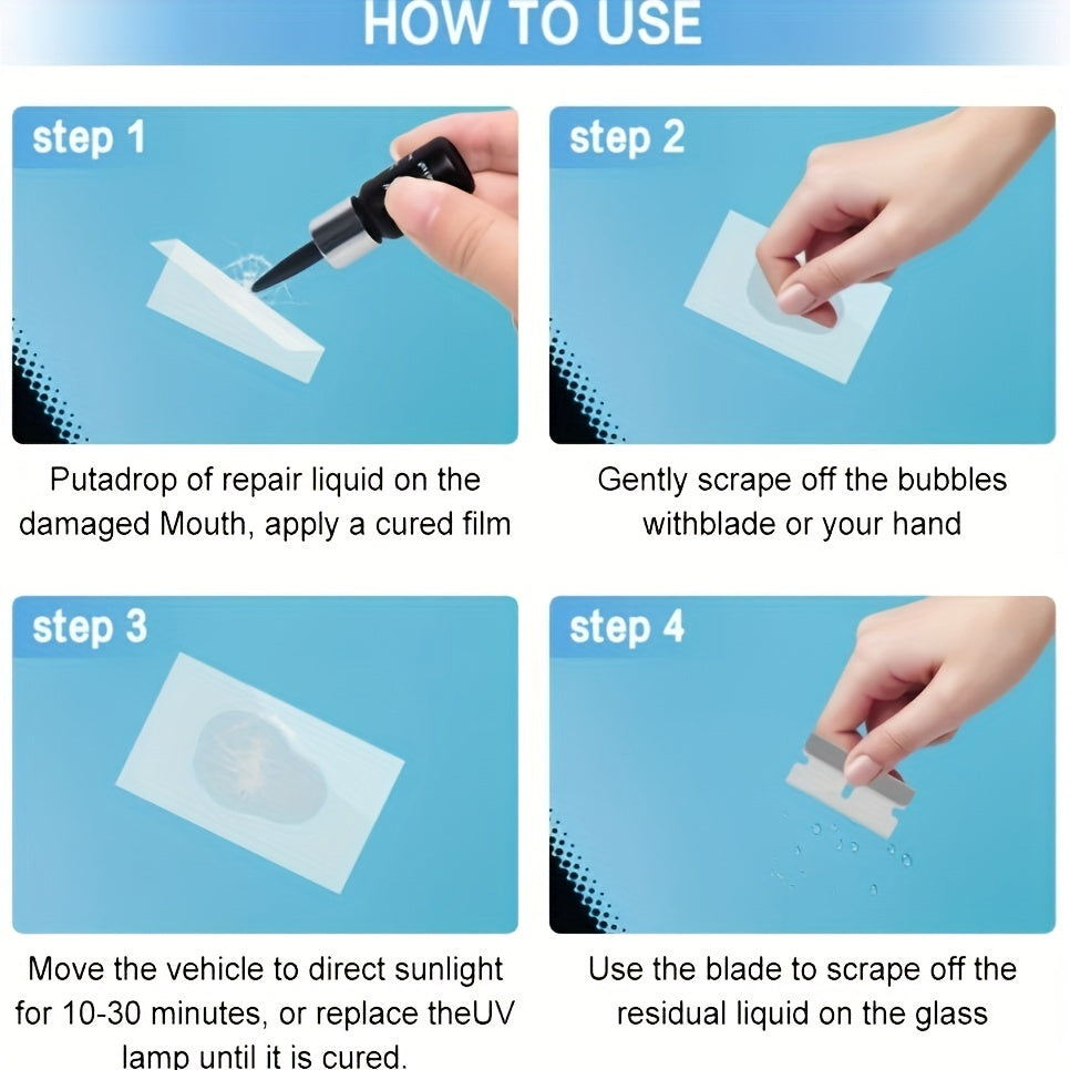 Professional Car Windshield Repair Kit - Fixes Glass Cracks and Scratches