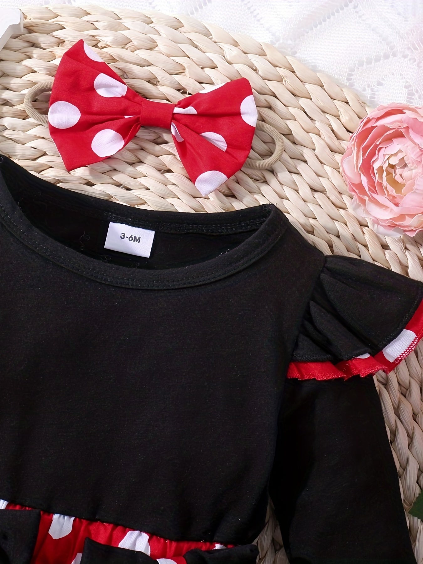 Toddler Girl's Polka Dot Print Dress & Headwear Set