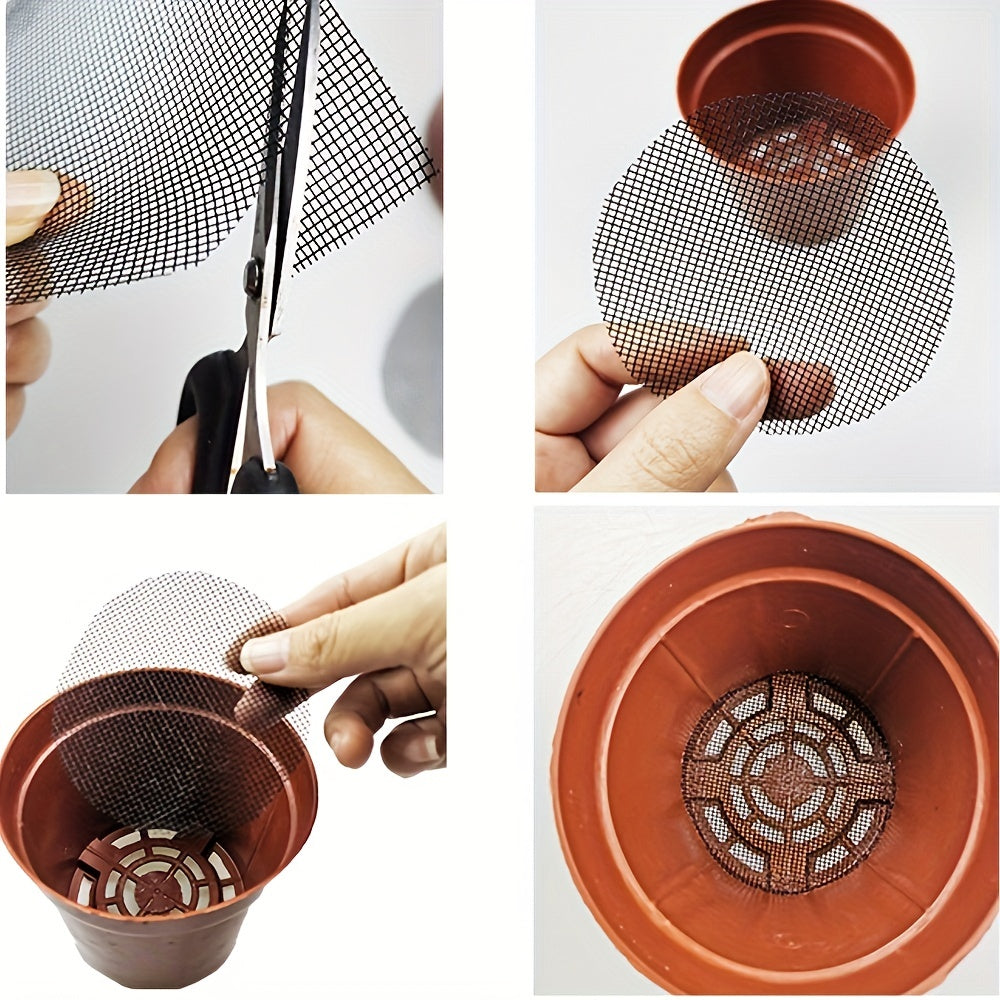 50pcs Plant Pot Mesh Pad Bonsai Pot Bottom Grid Mat Plant Drainage Screens