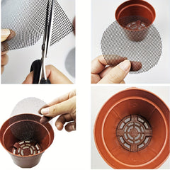 50pcs Plant Pot Mesh Pad Bonsai Pot Bottom Grid Mat Plant Drainage Screens