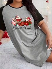 Christmas Nightdress Women's Plus Christmas Dessert Print