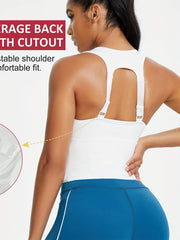 Women's Front Zip Longline Sports Bra for Running Yoga Workouts