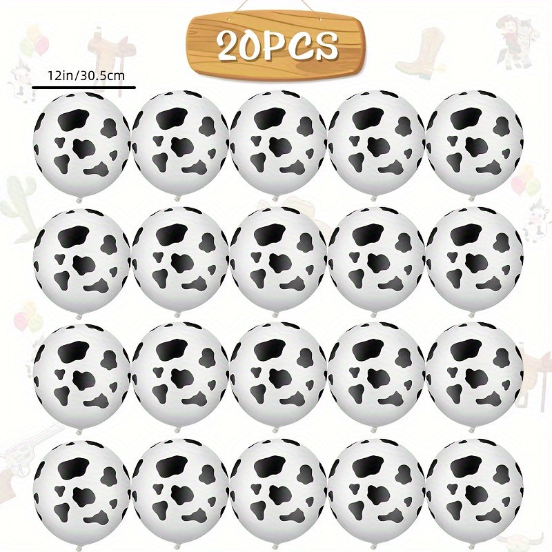 20pcs Cow Balloon Funny Printed Birthday Farm Party Decoration Supplies