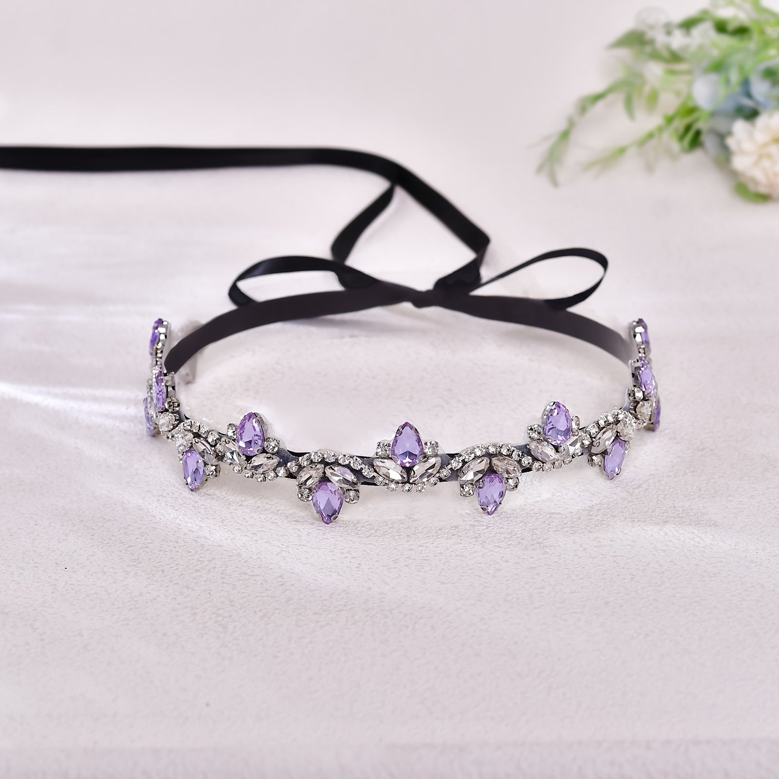 Purple Rhinestone Belt with Wave for Weddings and Events