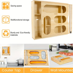 Bamboo Storage Bag & Nail Stickers Drawer Organizer Set