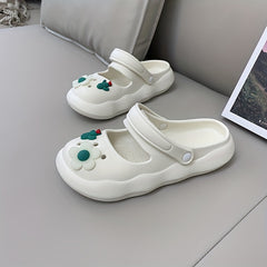 Women's Flower Decor Clogs Slip On Non slip Soft Sole Slides