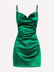 Solid Cowl Neck Bodycon Cami Dress