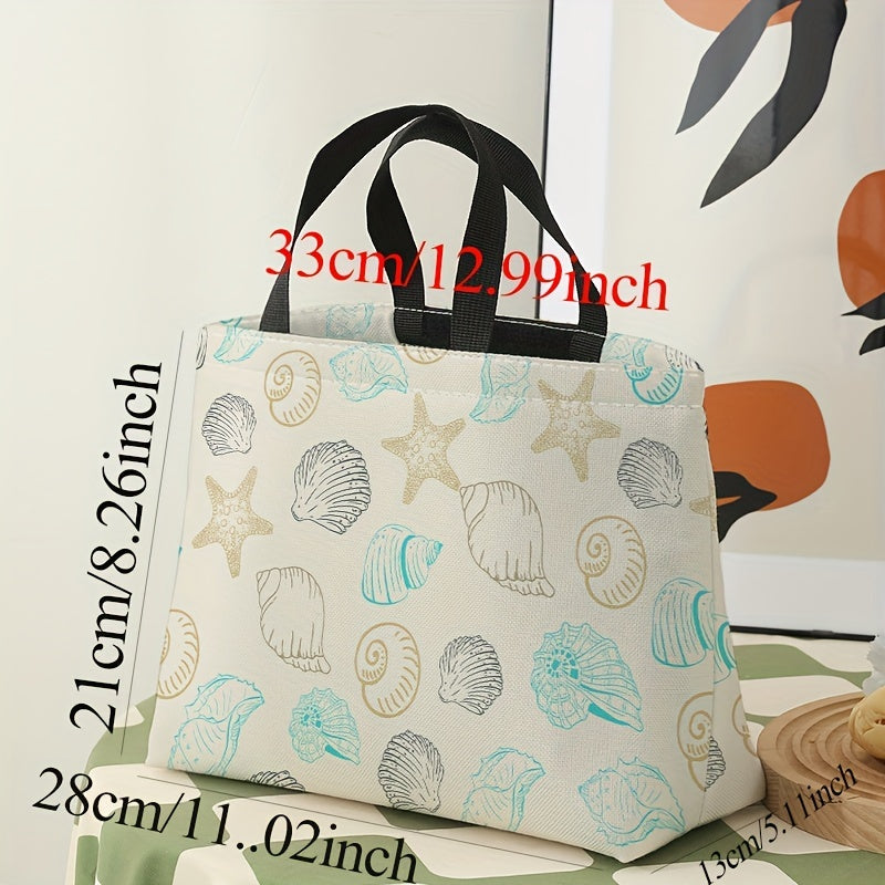Portable Conch Starfish Lunch Bag Waterproof Insulated Cooler Bag