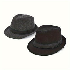 Men's Vintage Jazz Hat Short Brim Fedora Hat