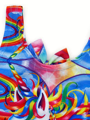 Toddler Girls Cartoon Unicorn Swimsuit Back Bow One Piece Bathing Suit