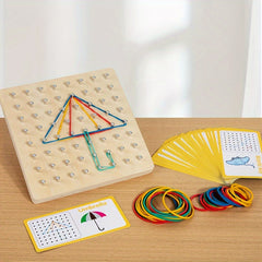 Wooden Geometric Peg Board Set Educational Puzzle Toy for Kids 3-6 Years