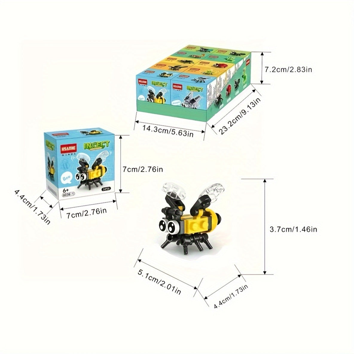 Insect Building Blocks Set - Bees, Ladybugs, Fireflies, Dragonflies