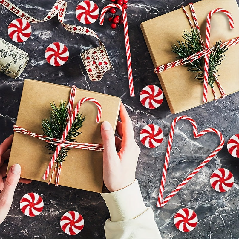 20pcs Christmas Red & Candy Windmill Cane Set Tree Pendant