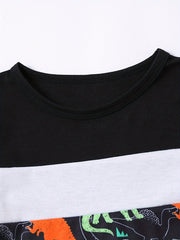 Toddler Boys Letter Dinosaur Print Tee Track Shorts Set