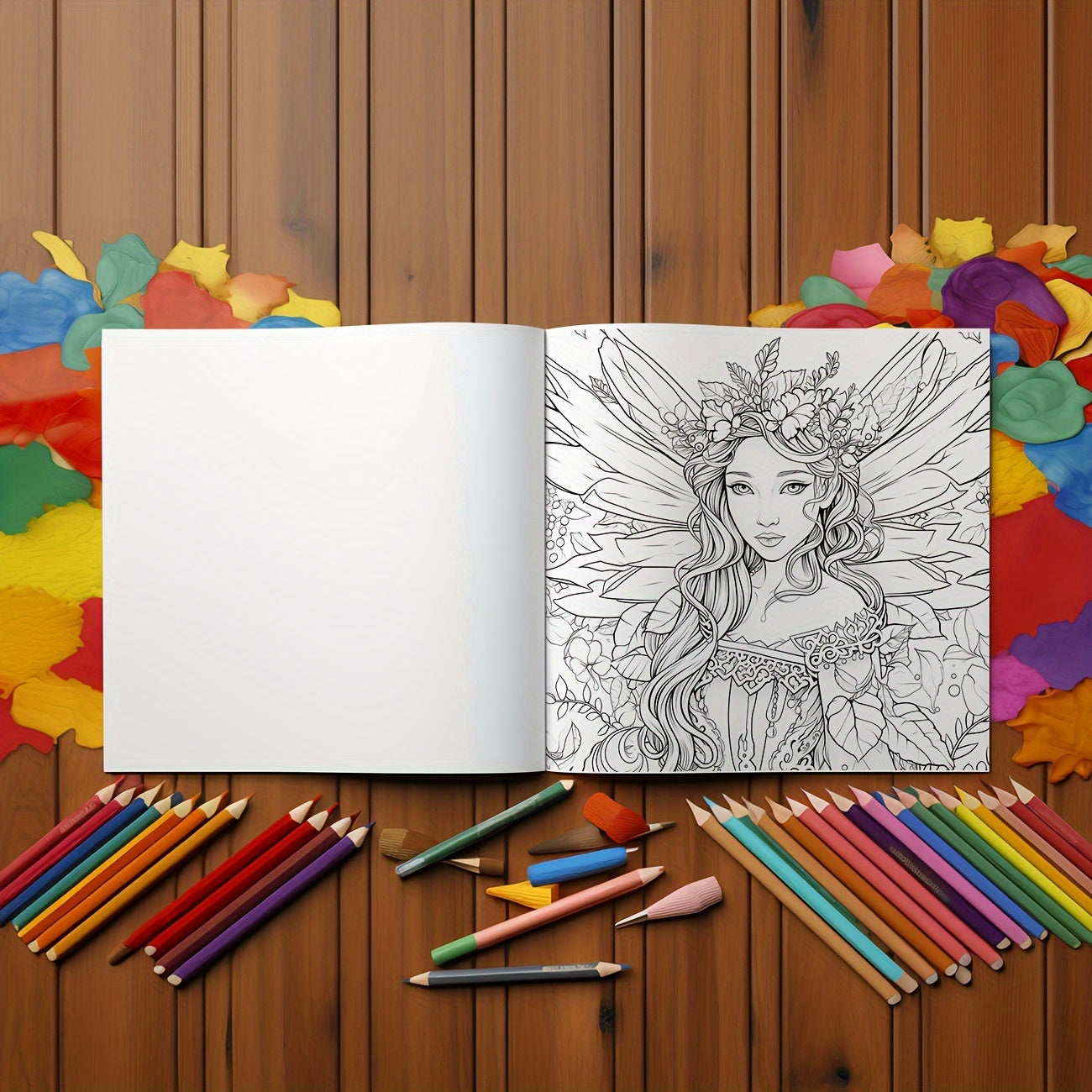 ENASUE Enchanted Blossoms Coloring Book - Fairy Realms - 25 Pages - Ideal Gift