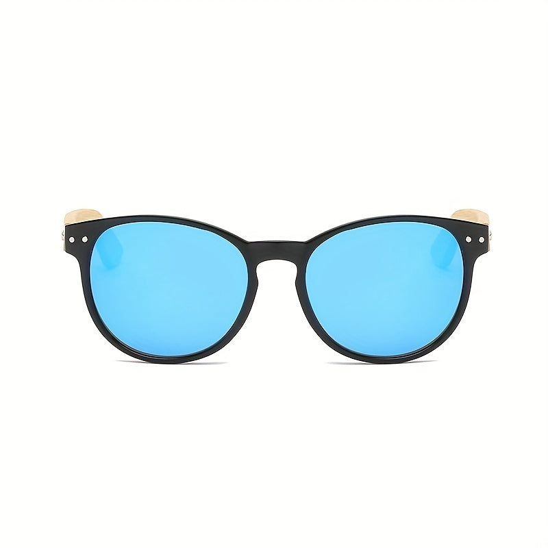 Round Frame Rice Nail Polarized Bamboo Sunglasses