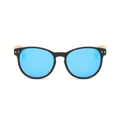 Round Frame Rice Nail Polarized Bamboo Sunglasses